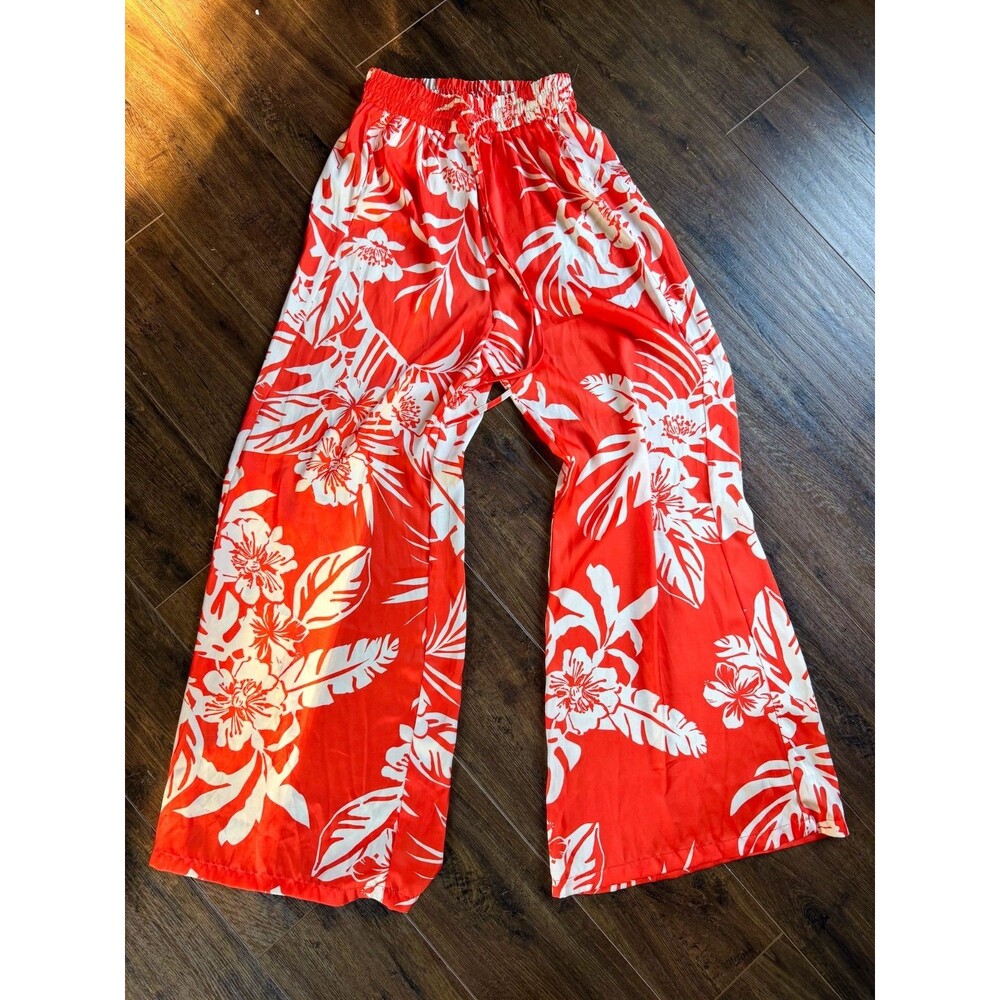 FLYING TOMATO FLORAL REPORT SATIN PANTS XS